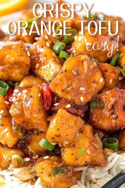 Orange Chicken Tofu Recipe, Orange Tofu Stir Fry, Crispy Orange Tofu, Spicy Tofu Stir Fry, Vegan Orange Tofu, Tofu Orange Chicken Vegan, Tofu Seasoning Recipes, Savory Orange Recipes, Tofu Sweet Potato Recipes