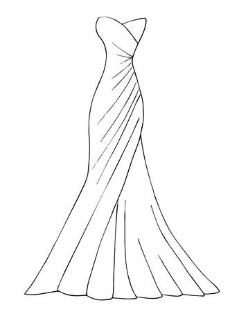 Croquis, Dress Outline Drawing Sketch, Dress Coloring Pages Fashion Designers, Sketches Of Dresses, Garment Drawing, Dress Outline, Wedding Dress Drawings, Wedding Coloring Pages, Fashion Coloring Book