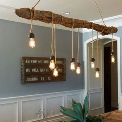 30 Sensible DIY Driftwood Decor Ideas That Will Transform Your Home homesthetics driftwood crafts (12) Diy Lampe, Lights Hanging, Decor Ikea, Driftwood Decor, Deco Luminaire, Driftwood Crafts, The Dining Room, Decor Rustic, Design Interior