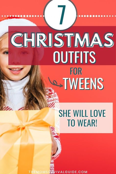 Are you looking for a Christmas outfit your tween will actually wear? Then check out these holiday outfits for tweens. These girls tween Christmas outfits will make your little girl's day by giving her options that are not dresses to wear this holiday season. #holidaydresses #tweenoutfits #christmasdresses #tweenclothes Teen Holiday Outfits, Christmas Outfits For Kids, Holiday Outfits For Teens, Christmas Card Outfits, Holiday Dinner Outfit, Christmas Pictures Outfits, Girls Holiday Outfit, Christmas Outfit Ideas, Xmas Outfits