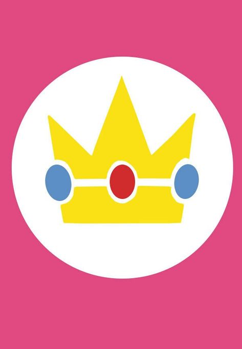 Princess Peach symbol How To Make Princess Peach Crown, Princess Peach Symbol, Princess Peach Cardboard Car, Princess Peach Crown Tattoo, Princess Peach Svg, Mario Symbols, Princess Peach Invitations, Princess Peach Crown, Princess Peach Mario Kart