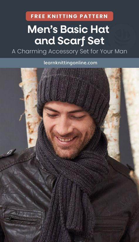 Scarves For Men Knitted, Scarf Pattern For Men, Men Scarf Knitting Pattern, Mens Hat Knitting Pattern, Mens Hat Pattern, Mens Knit Beanie, Knitting Space, Winter Knitting Patterns, Poncho Knitting