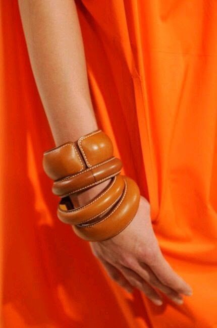 Top Jewelry Trends, Leather Bangle, Orange Aesthetic, Orange Crush, Leather Bracelets, Guilty Pleasure, Orange Fashion, Orange Dress, Leather Jewelry