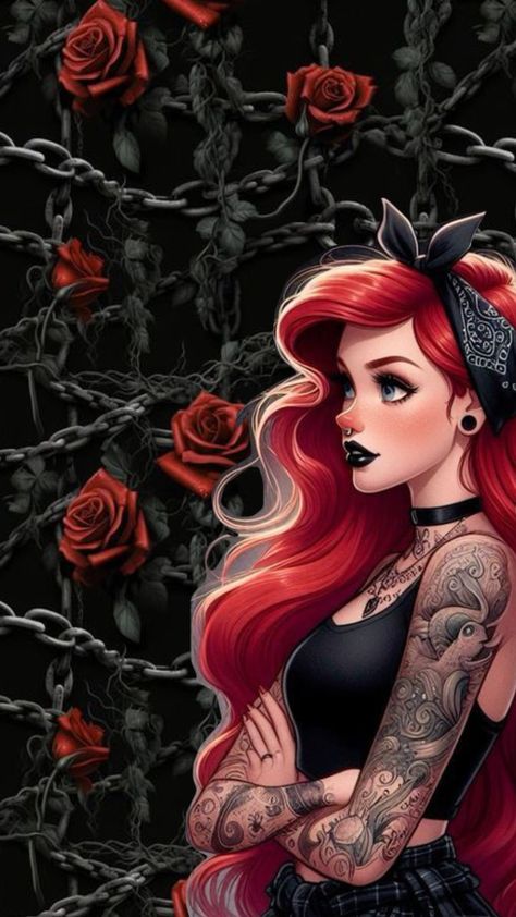 #fyp #wallpaperaesthetic #wallpaperlockscreen #wallpaper #wallpapers #wallapaper Gothic Disney Princesses, Dark Disney Art, Disney Stitch Tattoo, Ariel Wallpaper, Twisted Disney Princesses, Goth Disney Princesses, Goth Disney, Punk Disney Princesses, Halloween Wallpaper Iphone Backgrounds