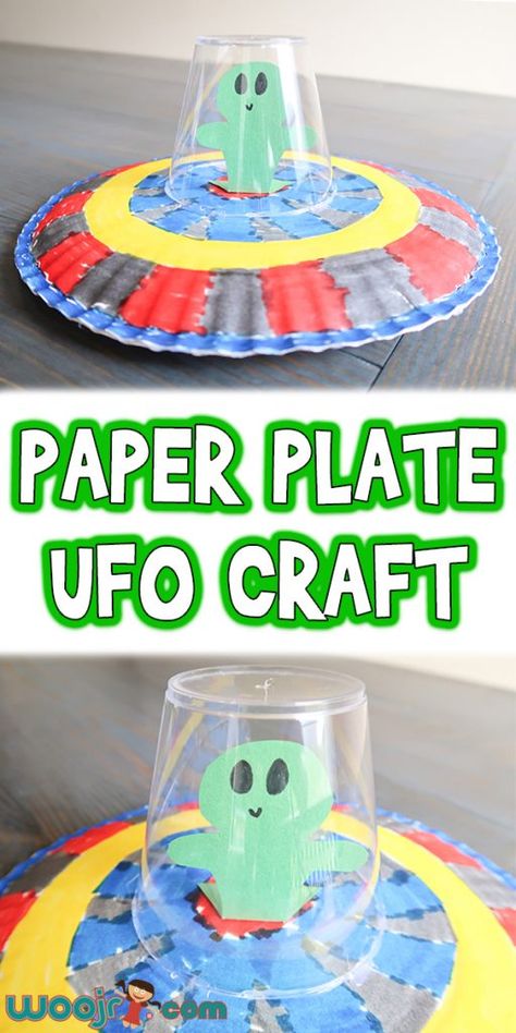 How to make an UFO flying saucer with kids – Recycled Crafts Ufo Craft, Space Activities For Kids, Space Crafts For Kids, Space Week, Space Unit, Summer Camp Crafts, Space Camp, Space Activities, Camp Crafts