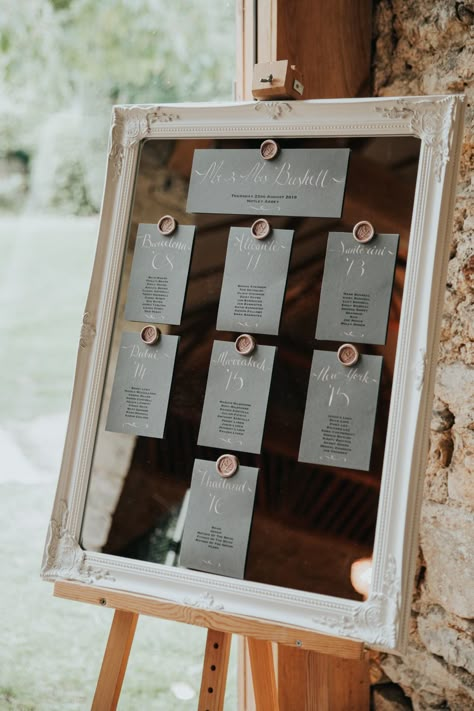 Mirrored Framed Seating Plan for Classic Wedding at Notley Abbey Seating Chart Ideas, Seating Chart Wedding Diy, Wedding Table Seating Chart, Wedding Table Seating, Chart Ideas, Wedding Table Plan, Seating Plan Wedding, Table Plan, Rock My Wedding