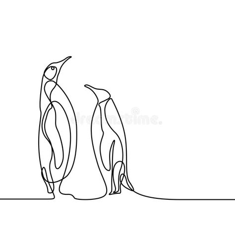 Tatts Ideas, Penguin Tattoo, One Line Tattoo, Penguin Drawing, Line Drawing Art, Couple Tattoo, One Liners, Colored Pencil Art, Continuous Line Drawing