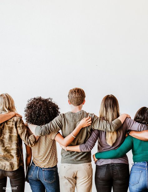 Rearview of diverse people hugging each other | premium image by rawpixel.com / McKinsey #picture #photography #inspiration #photo #art Galactik Football, Easy People Drawings, People Holding Hands, People Hugging, Friends Hugging, Blank Poster, Group Hug, Diverse People, Hands In The Air