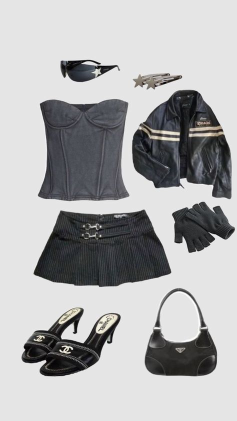 Grey Corset Outfit, Black Corset Aesthetic, Corset Aesthetic Outfit, Corset Top And Skirt Outfit, Corset Skirt Outfit, Fashion Magazine Aesthetic, Grey Corset, Magazine Aesthetic, Y2k Inspired Outfit