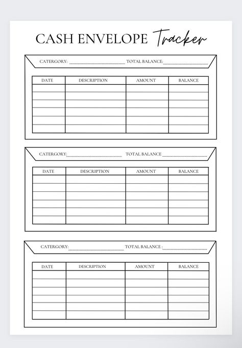 Keep track of your finances and stay on top of your budget with printable cash envelope inserts. This cash envelope tracker allow you to keep track of your envelope balances. Stay of track with saving and spending with The Aesthetic Budget budgeting tools.  The expense tracker, used to track all income and expenses. Made to fit inside cash envelopes. Product has an option for date, description, income, expense and total to help you keep track of all expenses for each category in your budget. Each insert includes:  - Category  - Starting Balance - Date - Description for each transaction - Amount of each transaction - Remaining balance  Cash Envelopes, Spending Tracker, Cash Envelope Printable, Expense Tracker, Budget Planner, Cash Envelope Insert, Expense Planner, Cash Envelope Log, Budget Cash Planner Budget Binder, Diy Budget Planner Cash Envelopes, Budget Categories Printable, Cash Envelope Stuffing, Cash Envelopes Categories, Cash Envelope System Categories List, Cash Envelope Tracker Free Printables, Budget Envelopes Categories, Cash Stuffing Budget Sheet