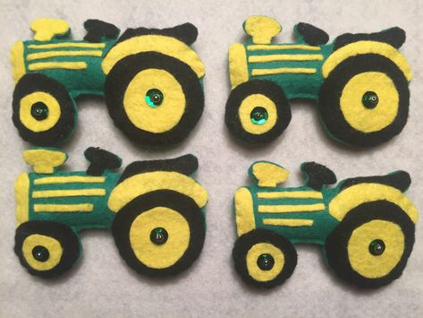 Felt John Deere Tractor ornaments Tractor Ornaments, Felt Tractor, Felt Ornaments Diy, Handmade Felt Ornament, Sewing Tricks, John Deere Tractor, Bubble Guppies, Felt Sheets, Handmade Felt