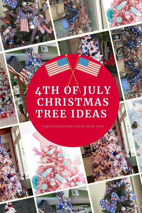 Patriotic Christmas Tree Ideas, 4th Of July Christmas Tree, Patriotic Tree Decorations, 4th Of July Tree Decorations, 4th Of July Tree, Patriotic Christmas Decorations, American Christmas Tree, Patriotic Tree, Patriotic Christmas Tree