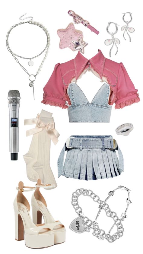 Stage Outfits Polyvore, Kpop Stage Outfits Polyvore, Kpop Soloist Outfit, Outfit Performance Kpop, Barbie Oc, Soloist Outfit, Kpop Soloist, Korean Outfits Kpop, Kim Yuna