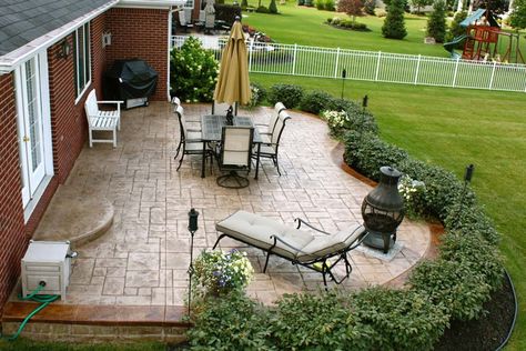 Slideshows-Photo Gallery Stamped Concrete Macomb County, MI Biondo Cement Landscaping Around Patio, Cement Patio, Concrete Patio Designs, Concrete Patios, Stamped Concrete Patio, Budget Patio, Patio Landscaping, Small Backyard Patio, Backyard Makeover