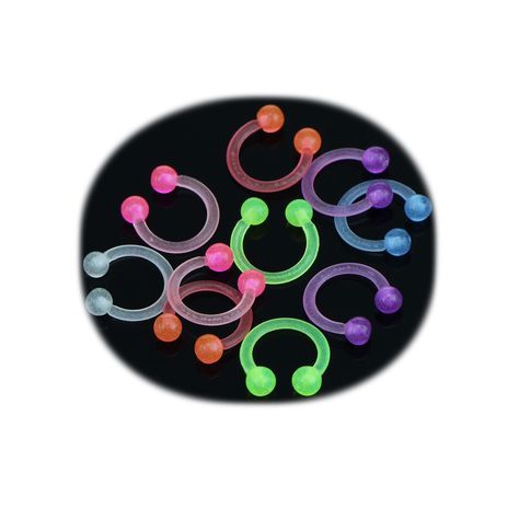 PRICES MAY VARY. Pack of 10 or 20, made of flexible acrylic material Size: Gauge 16G (1.2mm), inner diameter 8mm, balls 3mm Glows in the dark, eye-catching neon colors Perfect for various piercings, including nose, eyebrow, septum, and lip Service: Customer satisfaction is our first priority, we promise a high quality and right price, If you have any questions, please contact us and we will reply within 24 working hours. Tips: Keep away from chemicals, sweat, showers and bumps to avoid any damag Septum Horseshoe Jewelry, Spiked Septum Piercing, Septum Peicerings, Septum Barbell, Nose Septum Ring, Sick Tattoos, Septum Retainer, Horseshoe Jewelry, Piercing Rings