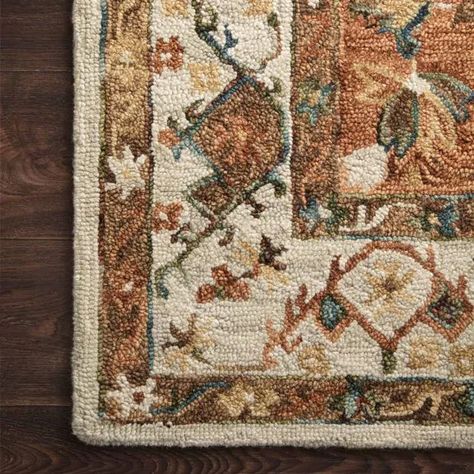 Loloi II Beatty Collection Ivory/Rust Rug | Antique Farmhouse Rust Area Rug, Hooked Wool, Hooked Rugs, Artisan Rugs, Loloi Rugs, Rug Direct, Upholstered Fabric, Antique Farmhouse, Burke Decor