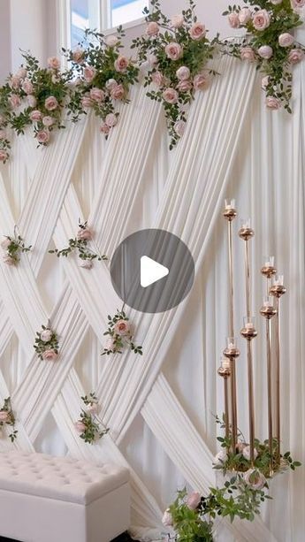 New Backdrop Ideas, Wedding Swags Floral Diy, Diy Event Decor Ideas, Day Wedding Decoration Indian, Backdrop Ideas For Wedding, Pink Backdrop Ideas, Backdrop Decorations Wedding, Noozay Decor, Mehndi Backdrop