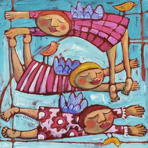 Image: Sara Catena - Flying Dreams 1 Karla Gerard, Abstracted Art, Naive Painting, Arte Folk, Angel Painting, Naive Art, Angel Art, Funky Art, Art Journals