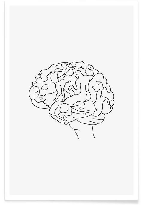 Minimalist Drawing, Human Brain, Art And Illustration, Minimal Art, Line Art Drawings, Cute Tattoos, Minimalist Art, 그림 그리기, Tattoo Drawings