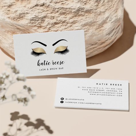 Elegant White Marble Makeup Artist Beauty Business Card Gold Lashes, Serif Lettering, Black Calligraphy, Beauty Business Cards, Premium Business Cards, Modern Sans Serif, Elegant Business Cards, Calligraphy Script, Square Business Card