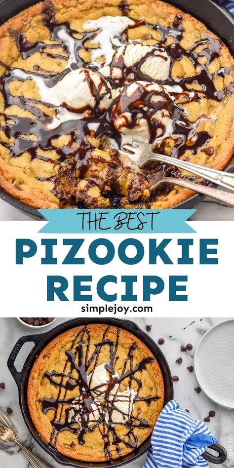 Pizookie Recipe Easy, Pizookie Recipe, Best Easy Dessert Recipes, Pan Cookies, Snack Shack, Food Cookies, Cookies Bars, Cookies Sugar, Skillet Recipes