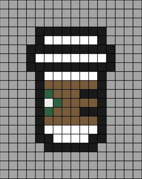 Pixel Art Boba Tea, Pixel Art Chocolate, Pixel Art Easy Ideas, Pixel Chocolate, Pixel Art Anime Easy, Coffee Pixel Art, Easy Pixel Art Ideas, Pixel Coffee, Pixel Art Easy