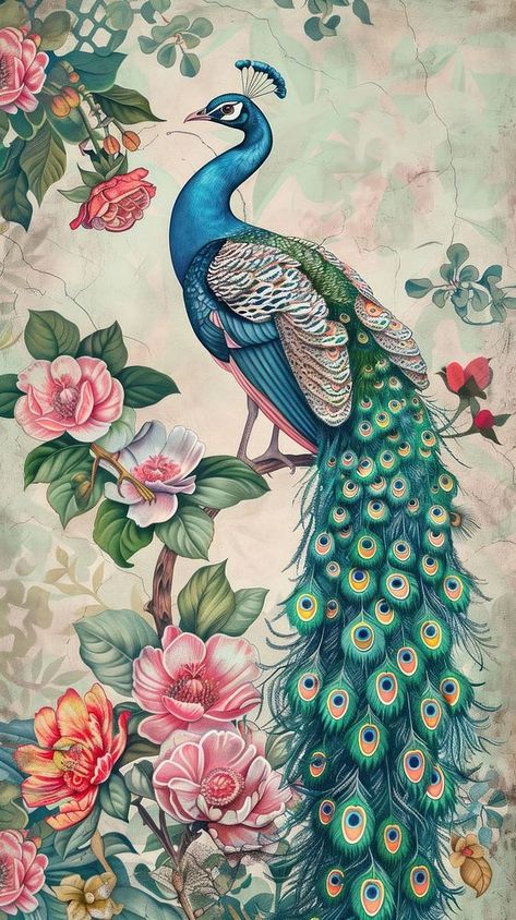 Download premium image of Wallpaper peacock pattern animal bird. by Tanat Chittirungsan about color pencil drawing flower, peacock, flower iphone wallpaper, pride iphone wallpaper, and vintage wallpaper 14879738 Birds Colorful, Pichwai Art Peacock, Vintage Peacock Art, Peacock Colour Pencil Drawing, Peacock Background Design, Two Peacocks Drawing, Insects Pattern, Peacock Chinoiserie, Wallpaper Peacock