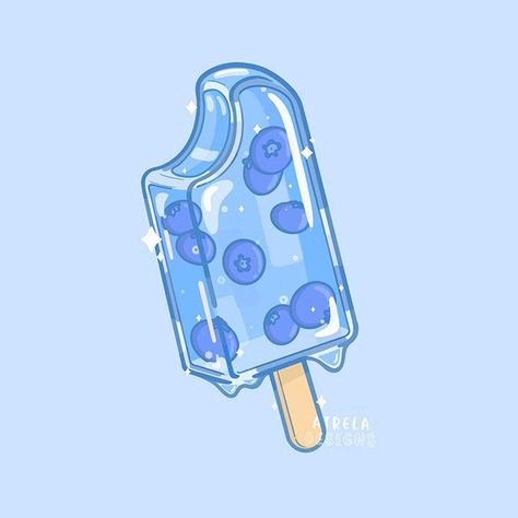 Jasmine ⭐🌙 on Instagram: “Blueberry popsicle bc I just realized you guys have only seen the sticker version of it 🤤💙 • ©️copyright belongs to…” Web Aesthetic, Yellow Drawing, Aesthetic Blue, Blue And Yellow, Blue Aesthetic, Blueberries, Cream, Blue, Kawaii