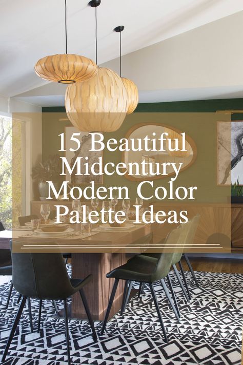 If you're looking for inspiration to create a mid-century modern color palette in your next design or renovation project, here are fifteen beautiful examples of some that have stood the test of time. What Is Mid Century Modern Style, Mid Century Living Room Paint Colors, Mid Century Ranch Interior Design, Mid Century Modern Interior Color Palette, Mid Century Modern Kitchen Paint Colors, Mcm Interior Paint Colors, Dining Room Inspiration Mid Century Modern, Mcm Wallpaper Kitchen, Mid Century Living Dining Combo