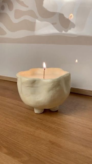 Diverse Pottery on Instagram: "Candle jar idea🕯️| 🎥 @helloclayre Follow @diversepottery for daily pottery and ceramics content 🏺 - Follow @diversepottery Follow @diversepottery Follow @diversepottery If you learned something new or were inspired, please like and share the video🙏🏽 - DM for removal request. No copyright intended. All rights and credits reserved to the respective owner. #pottery #ceramic #clay #artist #handmade #ceramicstudio #sculpture #art #design #handmadeceramics #homedeco Ceramic Candle Vessel, Clay Candle Pots, Handmade Clay Ideas, Air Dry Clay Candle, Pottery Candles, Candles Ceramic, Candle Pottery, Valentines Candles, Ceramic Candle Jar