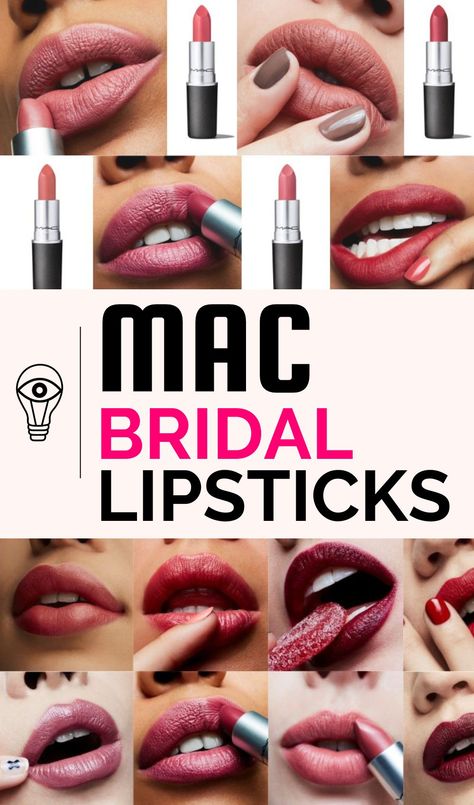 Discover the best MAC bridal lipstick shades for all skin tones; the best MAC lipsticks for weddings from Mehr to Twig, Taupe and more! Bridal Lipstick Shades, Bridal Lip Color Fair Skin, Wedding Lipstick Colors, Mac Berry Lipstick Shades, Best Bridal Lipstick, Mac Lipstick Shades For Fair Skin, Mac Bridal Lipstick, Mehr Mac Lipstick, Bridal Lipstick Colors