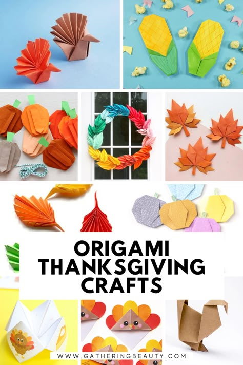 Diy Paper Thanksgiving Decorations, Thanksgiving Craft For 5th Grade, Paper Thanksgiving Crafts, Thanksgiving Craft Decorations, Thanksgiving Crafts Thankful, Turkey Origami For Kids, Thanksgiving Crafts For 4th And 5th Graders, Origami Thanksgiving, Thanksgiving Origami For Kids