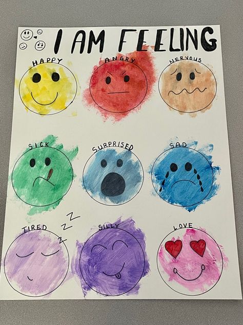 Feelings Movement Activities, Emotion Preschool Theme, Eyfs Personal Social Emotional Activities, Feeling Theme For Preschool, Emotion Craft Preschool, Crafts About Emotions For Preschoolers, Emotions Activities Preschool Crafts, How To Teach Emotions To Preschoolers, My Many Colored Days Activities Preschool