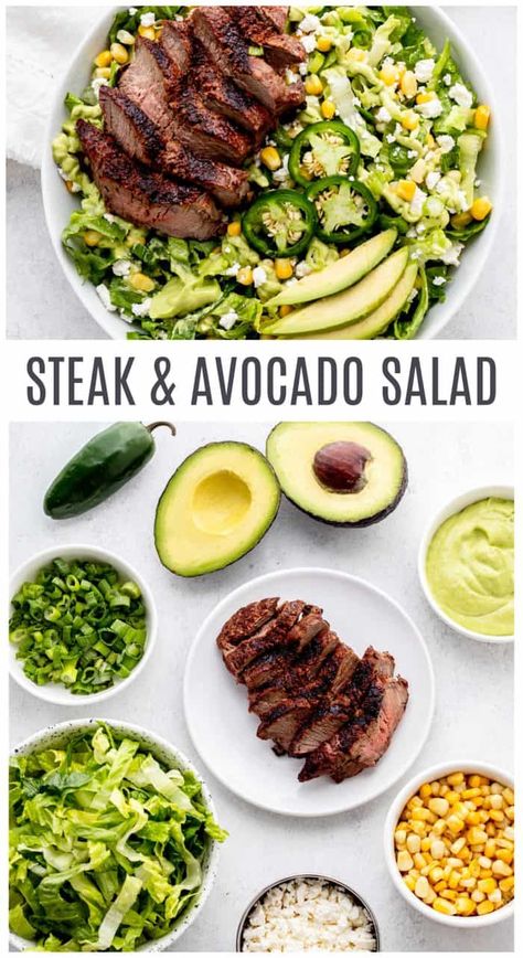 Dinner Ideas With Avocado, Avocado Steak, Steak And Avocado, Steak Avocado, Steak Lunch, Rainbow Diet, Healthy Steak, Avocado Bowl, Salad Dressing Recipes Healthy