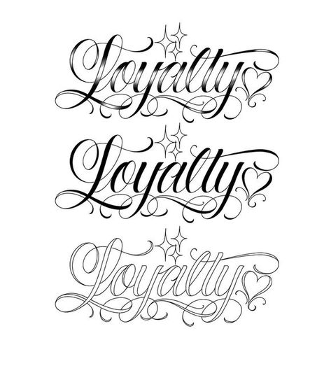 Loyalty Hand Tattoos For Women, Tattoo Stencils Lettering, Loyalty Script Tattoo, Loyalty Stencil, Pretty Script Tattoo, Loyalty Tattoo Designs For Women, Tattoo Lettering Stencils, Script Tattoo Stencil, Family Loyalty Tattoo