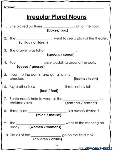 Irregular Nouns Worksheets, Plural And Singular Worksheets, Plural Of Nouns Worksheets, Plural Forms Worksheet, Irregular Nouns Activities, Plural Nouns Worksheet 1st Grade, Singular And Plural Worksheet, Singular Plural Worksheets For Grade 2, Singular Plural Worksheets For Grade 1