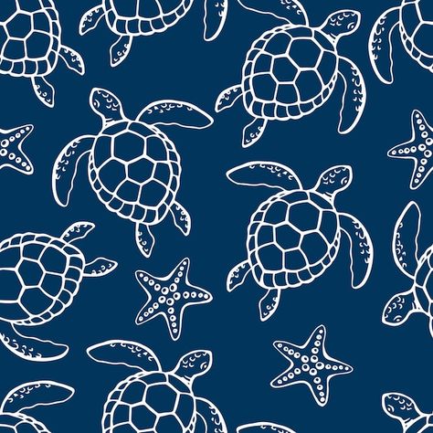 Sea Life Pattern, Blue Background Drawing, Sea Turtle Background, Ocean Patterns, Turtle Patterns, Sea Turtle Wallpaper, Turtle Background, Beachy Wallpaper, Sea Turtle Pattern