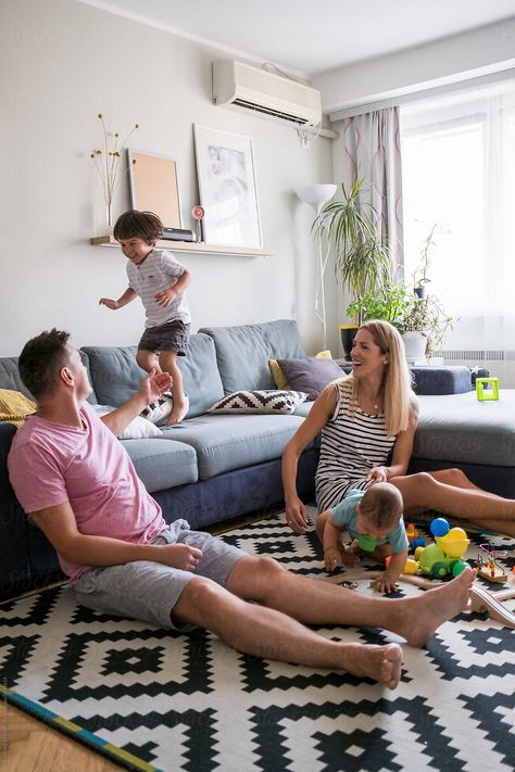 Family Play Time In The Living Room by Aleksandra Jankovic for Stocksy United Indoor Family Photography, Indoor Family Photos, Indoor Family, Home Photo Shoots, Nature Projects, Gathering Room, Time Photography, Lifestyle Photography Family, Spark Joy