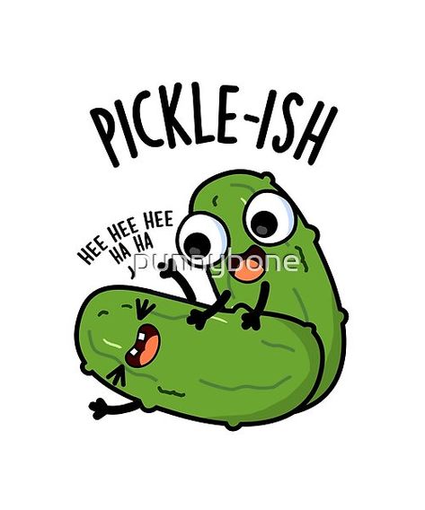 Picklish Ticklish Funny Pickle Puns features a cute pickle tickling his picle pal . Perfect Puns gift for family and friends who love cute pickle puns. Pickle Quotes, Pickle Board, Pickle Art, Pickle Puns, Art School Inspiration, Unicorn Floaties, Noodle Art, Pickle Gifts, Pickle Recipes