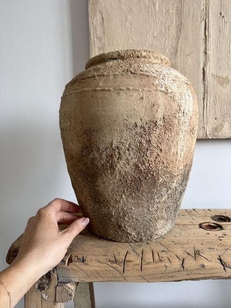 Shop our Original Artwork & Aged vessels by Artist Chantal Custeau Vintage Pottery Vases, Wabi Sabi Decor, Rustic Pots, Rustic Vase, Rustic Pottery, Minimalist Artwork, Clay Vase, Painting Artist, Pottery Crafts