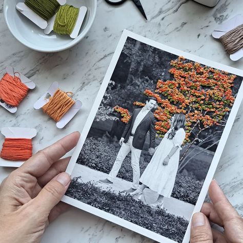 BORDÉ by Katia Herrera (@borde_mx) | Instagram profile Photo Embroidery Ideas, Photo Stitching, Embroidered Photos, Embroidered Photo Art, Photo Embroidery, Embroidered Tree, Embroidered Photo, Photo Stitch, Embroidery Lessons