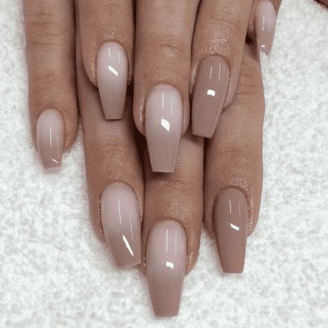 52 Hottest Nude nails you have got to try this year Neutral Nail Aesthetic, Elegant Nails Neutral, Neutral Colour Acrylic Nails, Nails That Go With Beige Dress, Tan Beige Nails, Tan Nails With Black Design, Tan Tip Nails, Nude Fall Nail Colors, Nuteral Nails Cute Design