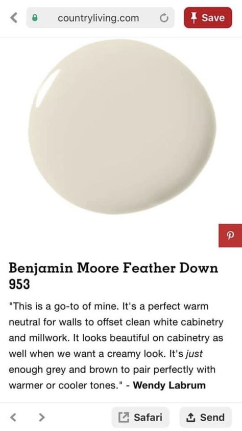 Bm Feather Down, Warm Kitchen Colors For Walls, Best Cream Paint Color, Colors For Home, Paint Color Inspiration, Farmhouse Paint, House Color, Neutral Paint, Room Paint Colors