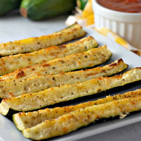 Zucchini Spears, Grilled Shrimp Seasoning, Roasted Zucchini Recipes, Bacon Pea Salad, Roasted Zucchini And Squash, Zucchini Cookies, Easy Summer Side Dishes, Zucchini Chips Baked, Roasted Zucchini