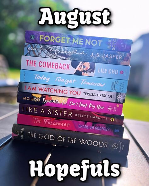 These are my August Hopefuls….keyword: hopefuls🤣 But I don’t finish one book in July until the 22nd and ended up with 4 so maybe I can do this! ✨Forget Me Not by Julie Soto @juliesotowrites ✨Perfectly Candid by J. S. Jasper @jsjsprwrts ✨The Comeback by Lily Chu @lilychuauthor ✨Today Tonight Tomorrow by Rachel Lynn Solomon @rlynn_solomon ✨I Am Watching You by Teresa Driscoll @teresadrisc ✨Rapunzella Or, Don’t Touch My Hair by Ella McLeod @mcleodmouth ✨Like A Sister by Kellye Garrett @ke... Rachel Lynn Solomon, J S, Touch Me, Forget Me Not, Happy Sunday, My Hair, Book Lovers, I Can, Lily