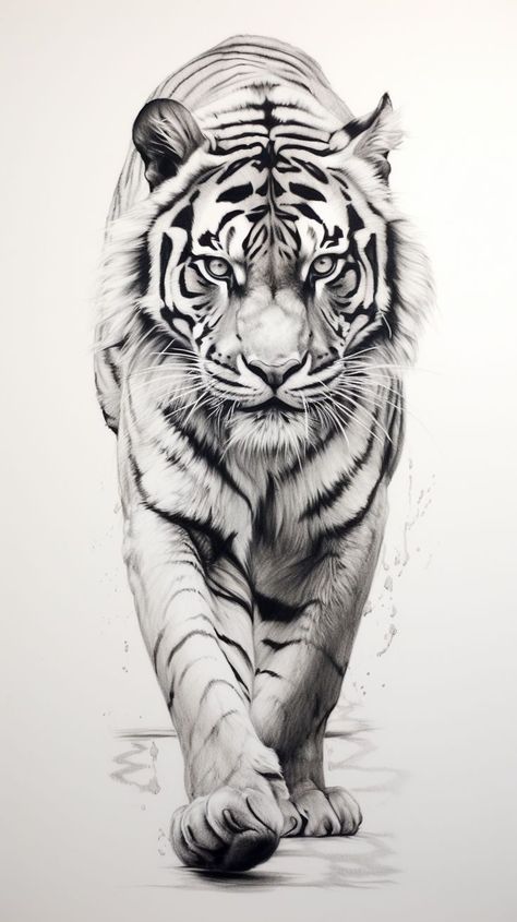 Immerse yourself in the captivating charm of a tiger through a stunning vectorized illustration. This striking artwork beautifully captures the tiger's grandeur and intensity in an artful form. Tiger Art Drawing, Koi Fish Drawing Tattoo, Tiger Face Tattoo, Tiger Sketch, Tiger Tattoo Sleeve, Big Cat Tattoo, Realistic Animal Drawings, Animal Sleeve Tattoo, Tiger Artwork