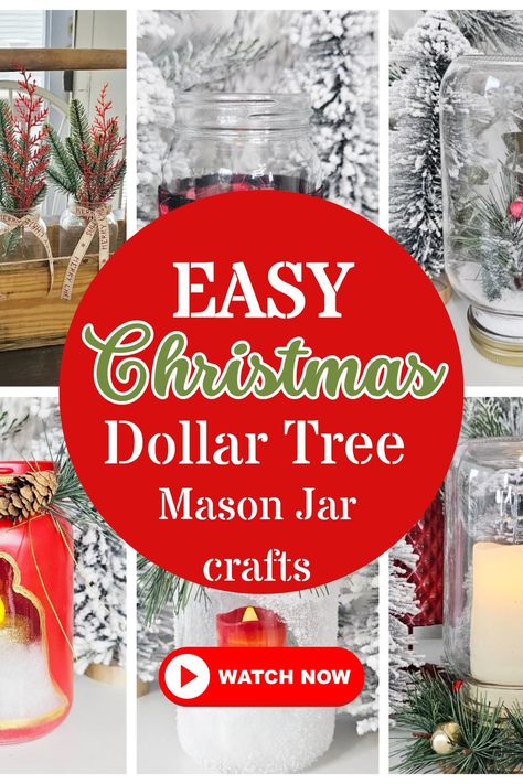 Mason Jar Christmas Crafts.  DIY Christmas Decor Ideas Using Dollar Tree Mason Jars Glass Jar Crafts Christmas Diy Projects, Mason Jar Christmas Tree, Holiday Jar Crafts, Mason Jars Christmas Ideas, Diy Frosted Glass Jars, Christmas Decor Mason Jars, Mason Jar Crafts Diy Christmas, Christmas Mason Jar Ideas, Holiday Mason Jar Crafts