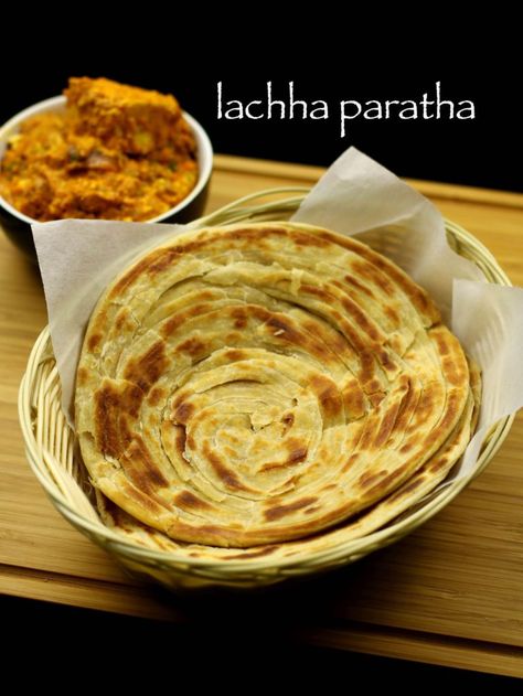 lachha paratha recipe, lachha parantha recipe with step by step photo, video recipe. lachha paratha is a popular paratha recipe with multiple layers Lachha Paratha Recipe, Lachha Paratha, Hebbar's Kitchen, Pembuat Roti, Indian Flat Bread, Paratha Recipe, Roti Recipe, Cooking Bread, Paratha Recipes