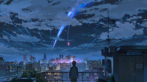 Kimi No Na Wa Wallpaper, Makoto Shinkai Movies, Your Name Wallpaper, Your Name Anime, Computer Background, Laptop Wallpaper Desktop Wallpapers, Computer Wallpaper Desktop Wallpapers, Desktop Wallpaper Art, Anime Backgrounds