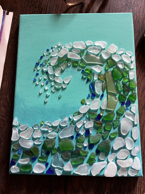 Sea Glass Wave Art, Wave Art, Shell Art, Beach Glass, Crafty Stuff, Sea Glass, Shells, Glass, Art